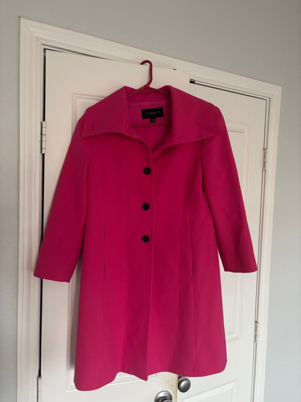 Ann Taylor Bright Fuchsia A-Line Trench Coat